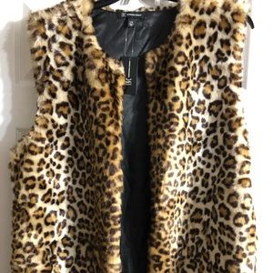 INC Leopard Wild Faux Fur Vest